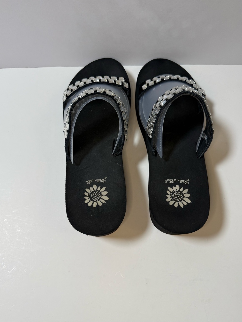 Embellished Black Wedge Slide Sandals - Size 11 - Picture 4 of 10